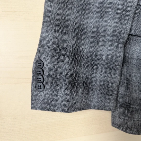 John Varvatos 42R Charcoal Checkered Plaid Blazer Sport Coat Jacket Herringbone - Picture 4 of 13